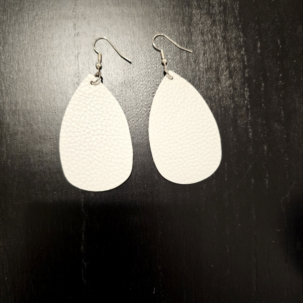 White leather earrings